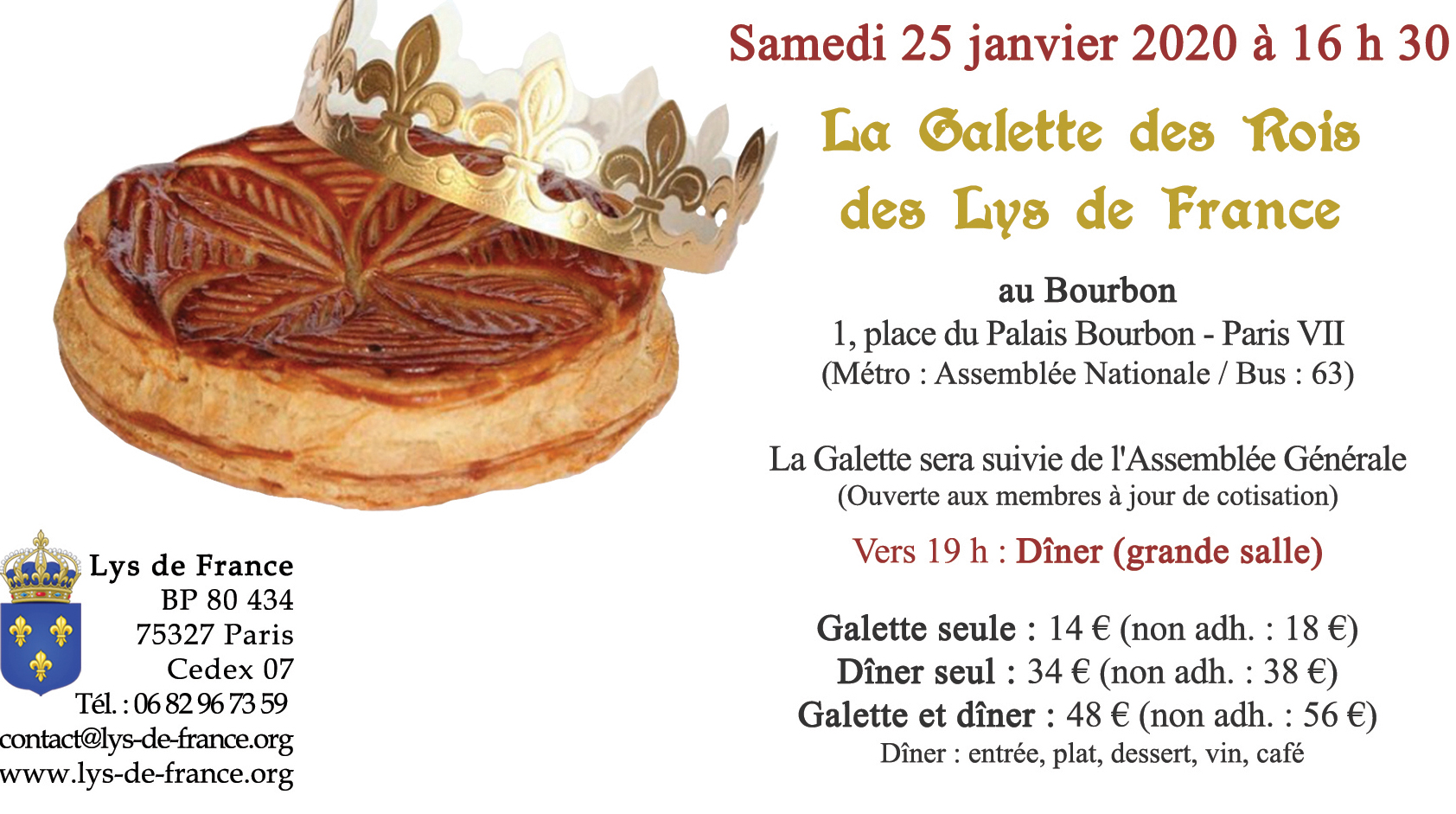 Samedi 25 Janvier 2020 : Galette des Rois (COMPLET) – Les Lys de France